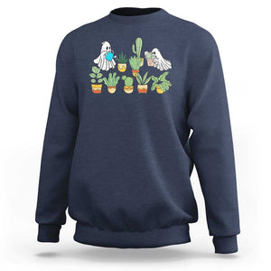 Halloween Gardening Sweatshirt Cute Gardener Boo Sheet Ghost Garden Plants Lover Halloween Costume TS02 Navy Print Your Wear