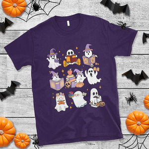 Halloween Reading T Shirt Reading Books Boo Sheet Ghosts Teacher Librarian TS02 Purple Print Your Wear