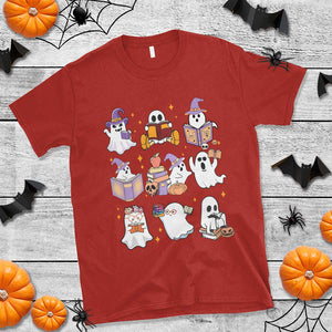 Halloween Reading T Shirt Reading Books Boo Sheet Ghosts Teacher Librarian TS02 Red Print Your Wear