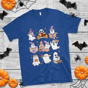 Halloween Reading T Shirt Reading Books Boo Sheet Ghosts Teacher Librarian TS02 Royal Blue Print Your Wear