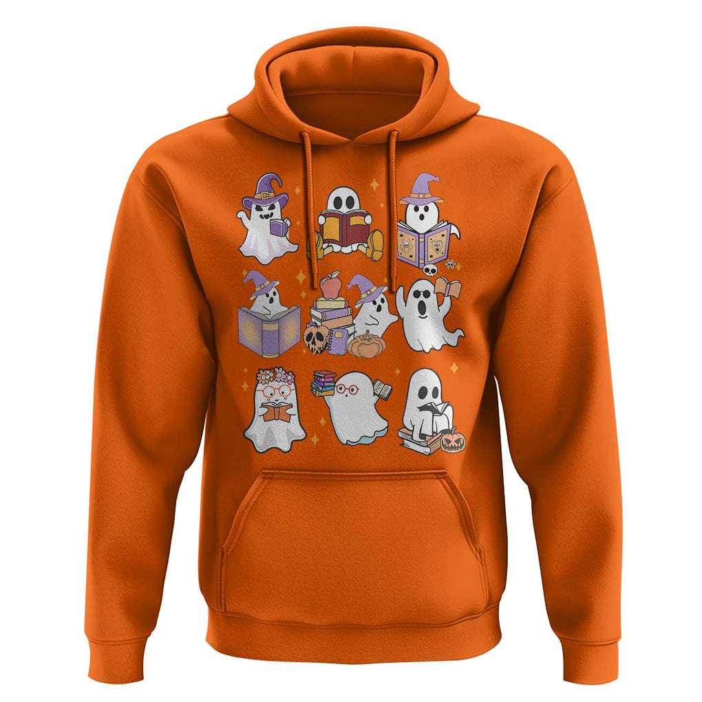 Halloween Reading Hoodie Reading Books Boo Sheet Ghosts Teacher Librarian TS02 Orange Print Your Wear
