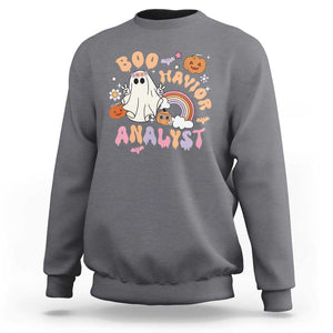 Behavior Analyst Halloween Boo Sheet Sweatshirt Boo-Havior Analyst ABA RBT BCBA Therapist TS02 Charcoal Print Your Wear