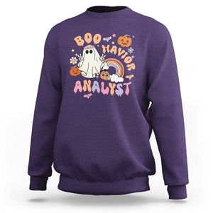 Behavior Analyst Halloween Boo Sheet Sweatshirt Boo-Havior Analyst ABA RBT BCBA Therapist TS02 Purple Print Your Wear