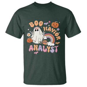 Behavior Analyst Halloween Boo Sheet T Shirt Boo-Havior Analyst ABA RBT BCBA Therapist TS02 Dark Forest Green Print Your Wear