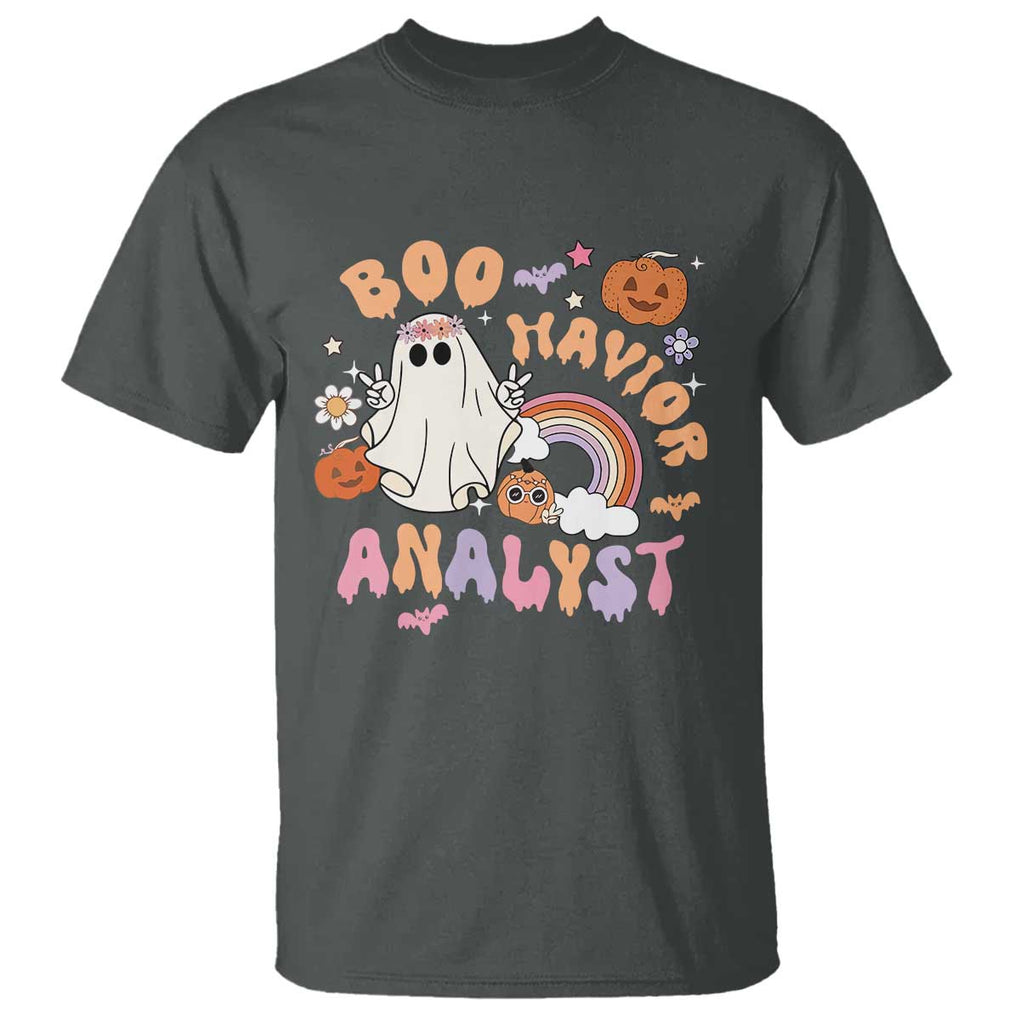 Behavior Analyst Halloween Boo Sheet T Shirt Boo-Havior Analyst ABA RBT BCBA Therapist TS02 Dark Heather Print Your Wear