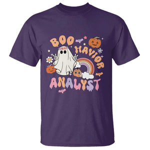 Behavior Analyst Halloween Boo Sheet T Shirt Boo-Havior Analyst ABA RBT BCBA Therapist TS02 Purple Print Your Wear