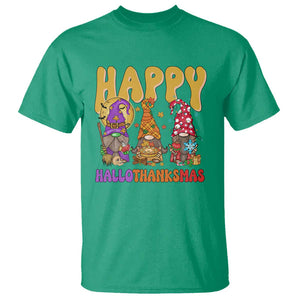 Happy HalloThanksMas Gnomes T Shirt Halloween Thanksgiving Christmas TS02 Irish Green Print Your Wear