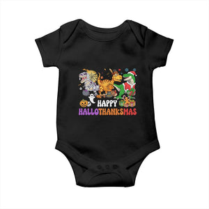Happy HalloThanksMas Dinosaur Baby Onesie Halloween Thanksgiving Christmas TS02 Black Print Your Wear
