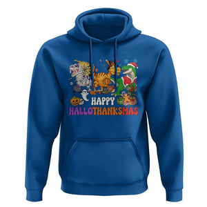 HalloThanksMas Dinosaur Hoodie Halloween Thanksgiving Christmas TS02 Royal Blue Print Your Wear