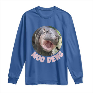 Baby Hippo Moo Deng Long Sleeve Shirt Cute Pygmy Hippopotamus Bouncy Pig TS02 Royal Blue Print Your Wear