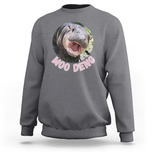 Baby Hippo Moo Deng Sweatshirt Cute Pygmy Hippopotamus Bouncy Pig TS02 Charcoal Print Your Wear