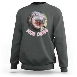 Baby Hippo Moo Deng Sweatshirt Cute Pygmy Hippopotamus Bouncy Pig TS02 Dark Heather Print Your Wear