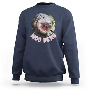 Baby Hippo Moo Deng Sweatshirt Cute Pygmy Hippopotamus Bouncy Pig TS02 Navy Print Your Wear