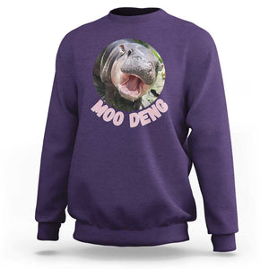 Baby Hippo Moo Deng Sweatshirt Cute Pygmy Hippopotamus Bouncy Pig TS02 Purple Print Your Wear