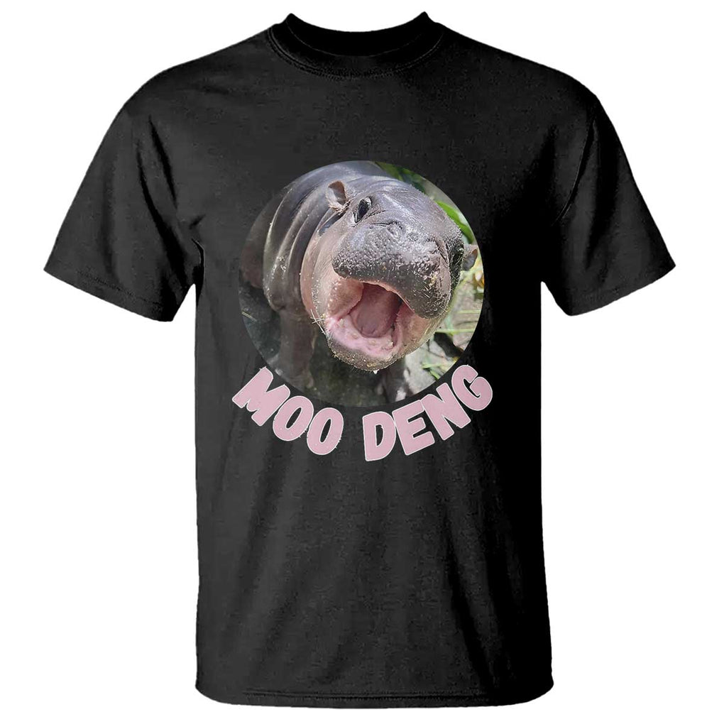 Baby Hippo Moo Deng T Shirt Cute Pygmy Hippopotamus Bouncy Pig TS02 Black Print Your Wear