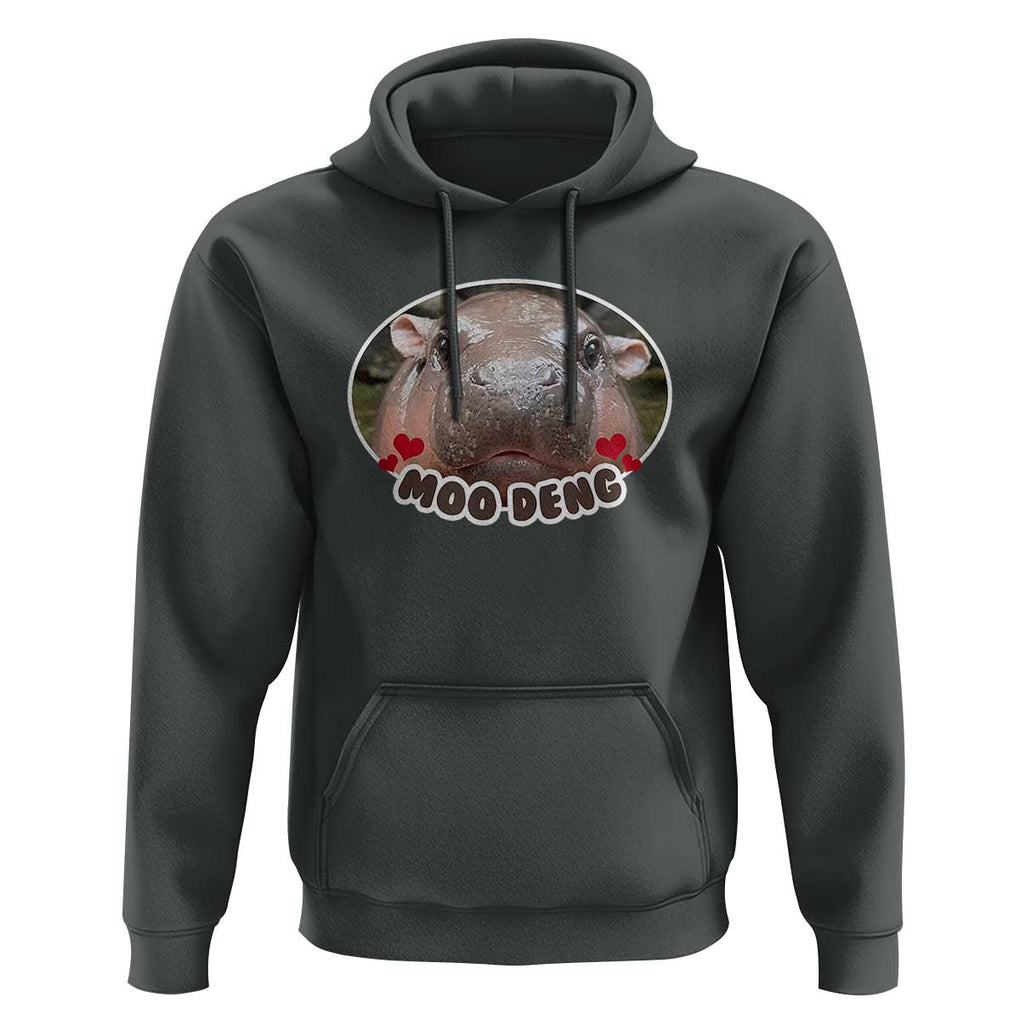 Baby Hippo Moo Deng Hoodie Cute Pygmy Hippopotamus Meme TS02 Dark Heather Print Your Wear