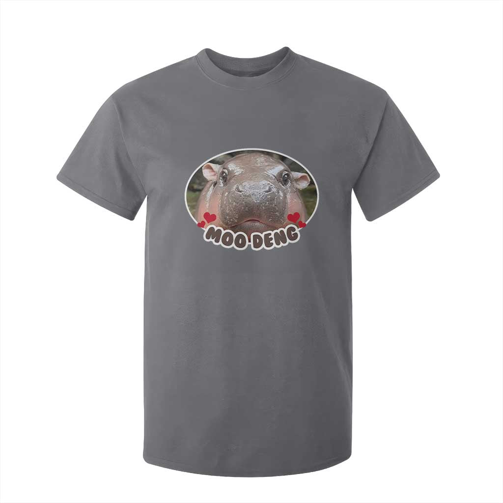 Baby Hippo Moo Deng T Shirt For Kid Cute Pygmy Hippopotamus Meme TS02 Charcoal Print Your Wear