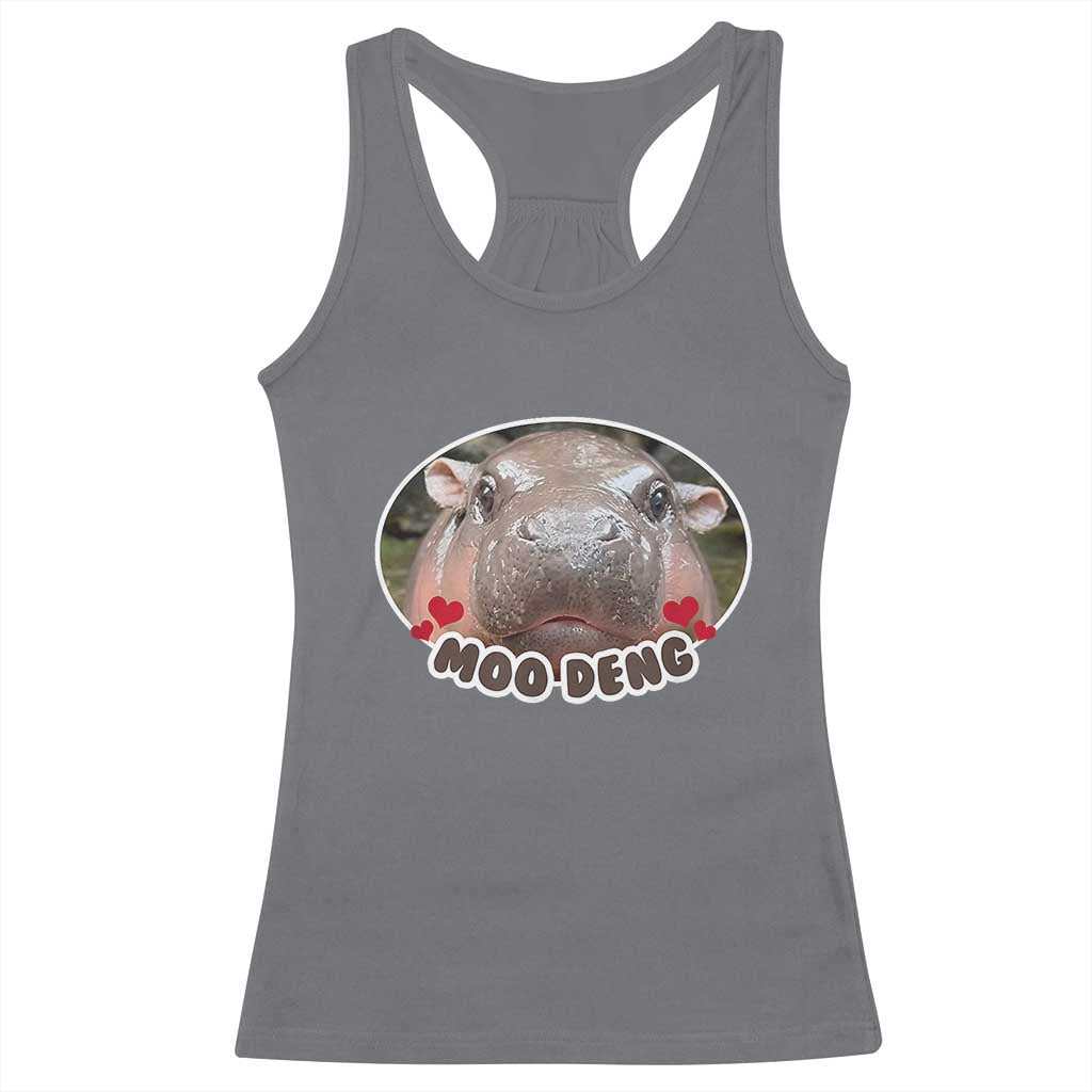 Baby Hippo Moo Deng Racerback Tank Top Cute Pygmy Hippopotamus Meme TS02 Charcoal Print Your Wear