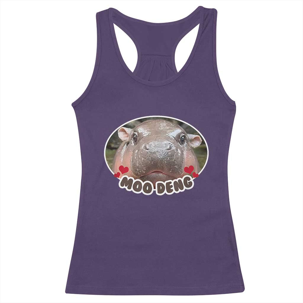 Baby Hippo Moo Deng Racerback Tank Top Cute Pygmy Hippopotamus Meme TS02 Purple Print Your Wear