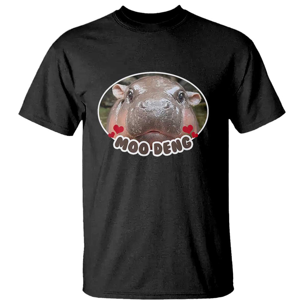 Baby Hippo Moo Deng T Shirt Cute Pygmy Hippopotamus Meme TS02 Black Print Your Wear