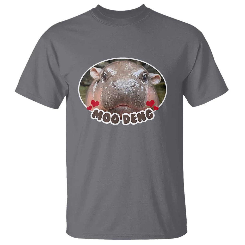 Baby Hippo Moo Deng T Shirt Cute Pygmy Hippopotamus Meme TS02 Charcoal Print Your Wear