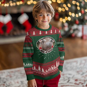 Baby Hippo Moo Deng Ugly Christmas Sweater Cute Pygmy Hippopotamus Meme TS02 Christmas Print Your Wear