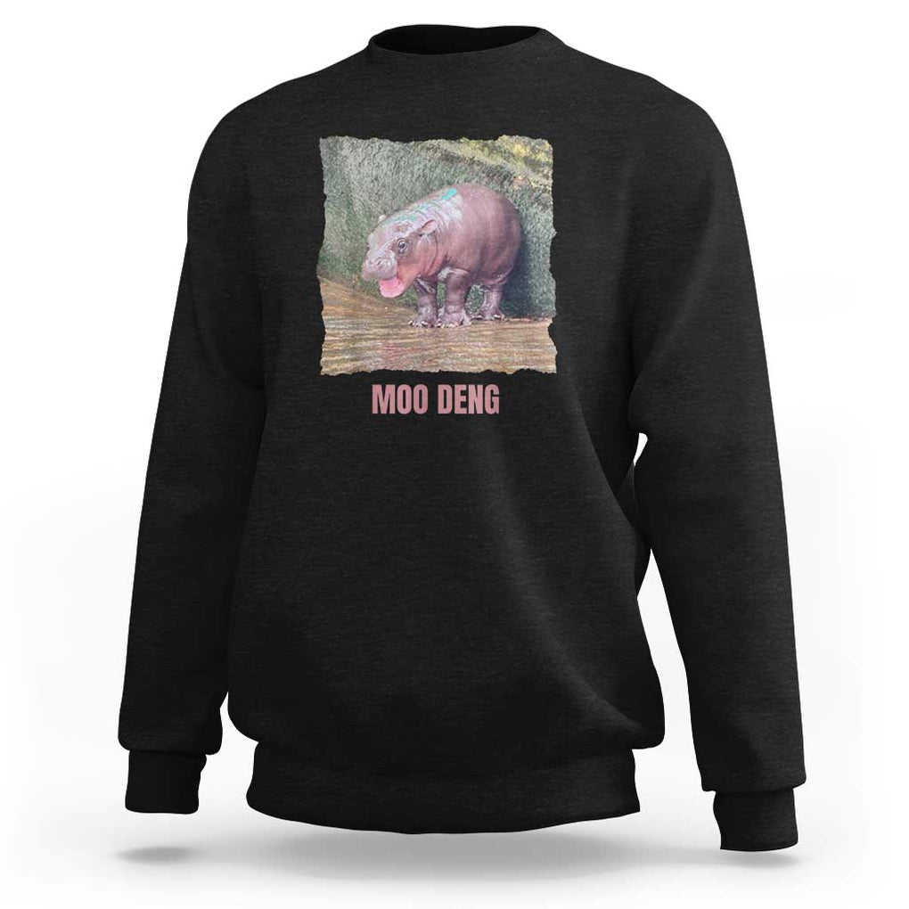 Baby Hippo Moo Deng Sweatshirt Cute Pygmy Hippopotamus In Thai TS02 Black Print Your Wear