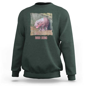 Baby Hippo Moo Deng Sweatshirt Cute Pygmy Hippopotamus In Thai TS02 Dark Forest Green Print Your Wear