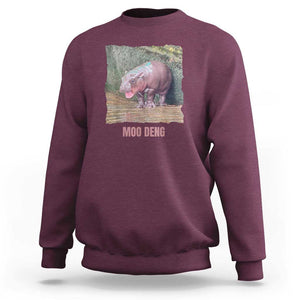 Baby Hippo Moo Deng Sweatshirt Cute Pygmy Hippopotamus In Thai TS02 Maroon Print Your Wear