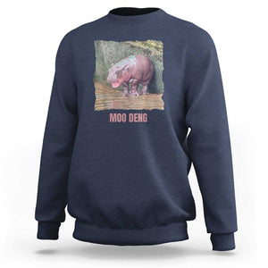 Baby Hippo Moo Deng Sweatshirt Cute Pygmy Hippopotamus In Thai TS02 Navy Print Your Wear