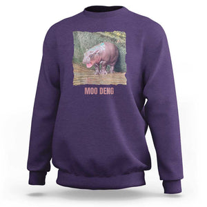 Baby Hippo Moo Deng Sweatshirt Cute Pygmy Hippopotamus In Thai TS02 Purple Print Your Wear