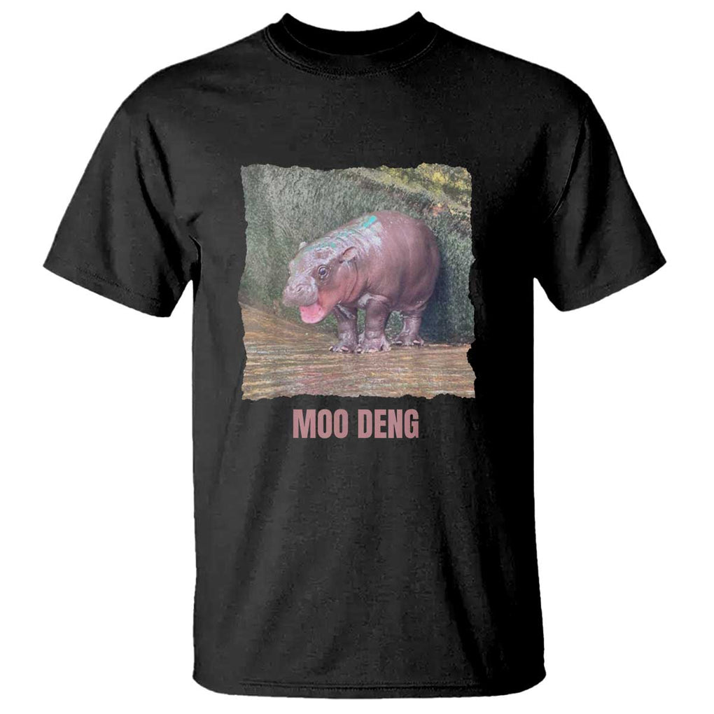 Baby Hippo Moo Deng T Shirt Cute Pygmy Hippopotamus In Thai TS02 Black Print Your Wear