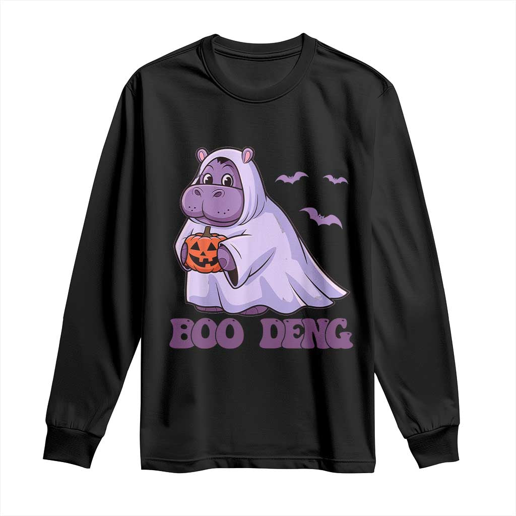 Baby Hippo Moo Deng Long Sleeve Shirt Boo-deng Halloween Cute Pygmy Hippopotamus TS02 Black Print Your Wear