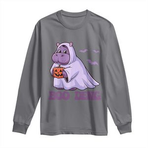 Baby Hippo Moo Deng Long Sleeve Shirt Boo-deng Halloween Cute Pygmy Hippopotamus TS02 Charcoal Print Your Wear