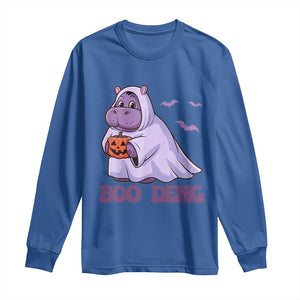 Baby Hippo Moo Deng Long Sleeve Shirt Boo-deng Halloween Cute Pygmy Hippopotamus TS02 Royal Blue Print Your Wear