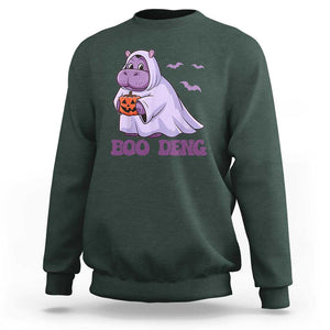 Baby Hippo Moo Deng Sweatshirt Boo-deng Halloween Cute Pygmy Hippopotamus TS02 Dark Forest Green Print Your Wear