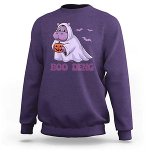 Baby Hippo Moo Deng Sweatshirt Boo-deng Halloween Cute Pygmy Hippopotamus TS02 Purple Print Your Wear