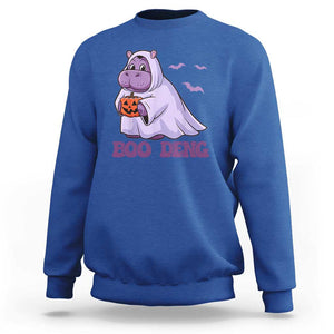 Baby Hippo Moo Deng Sweatshirt Boo-deng Halloween Cute Pygmy Hippopotamus TS02 Royal Blue Print Your Wear