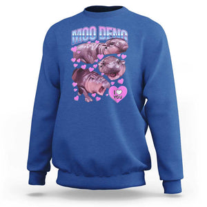 Baby Hippo Moo Deng Sweatshirt I Love Moo-Deng I Heart You Cute Pygmy Hippopotamus TS02 Royal Blue Print Your Wear