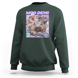 Baby Hippo Moo Deng Sweatshirt The Famous Cute Pygmy Hippopotamus TS02 Dark Forest Green Print Your Wear