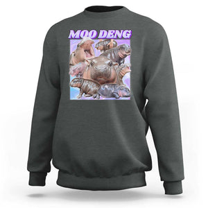 Baby Hippo Moo Deng Sweatshirt The Famous Cute Pygmy Hippopotamus TS02 Dark Heather Print Your Wear