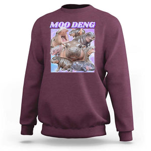 Baby Hippo Moo Deng Sweatshirt The Famous Cute Pygmy Hippopotamus TS02 Maroon Print Your Wear