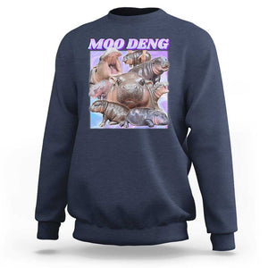 Baby Hippo Moo Deng Sweatshirt The Famous Cute Pygmy Hippopotamus TS02 Navy Print Your Wear