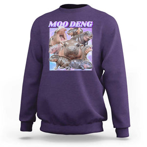 Baby Hippo Moo Deng Sweatshirt The Famous Cute Pygmy Hippopotamus TS02 Purple Print Your Wear