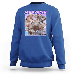 Baby Hippo Moo Deng Sweatshirt The Famous Cute Pygmy Hippopotamus TS02 Royal Blue Print Your Wear