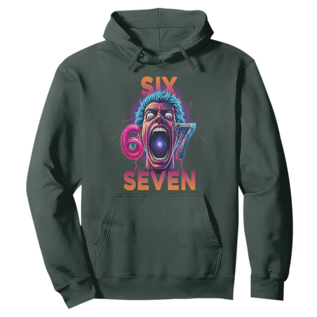Mason 67 Chaos Edition Hoodie Psychedelic Screaming Six Seven Meme TS02 Dark Forest Green Print Your Wear