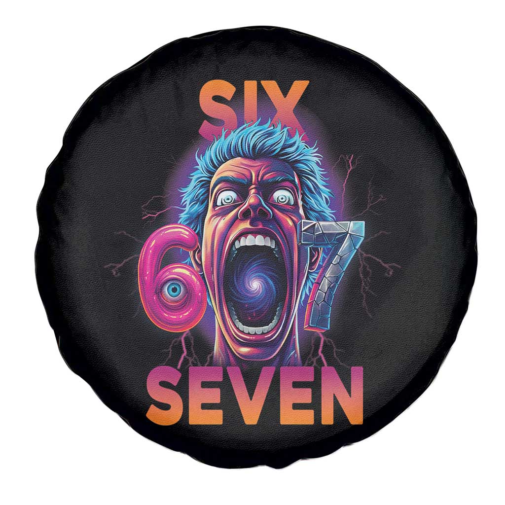 Mason 67 Chaos Edition Spare Tire Cover Psychedelic Screaming Six Seven Meme TS02 Print Your Wear