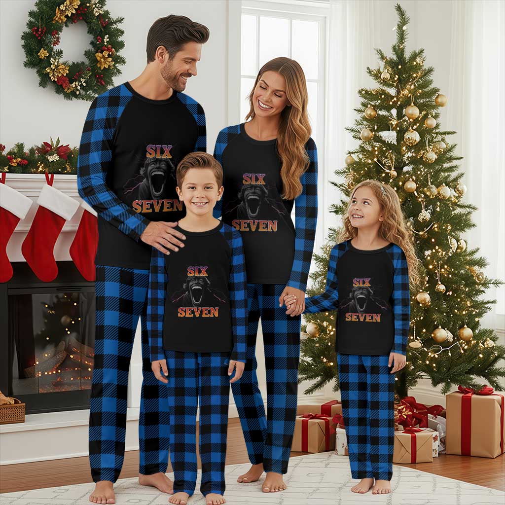 Mason 67 Kid Meme Plaid Pajama Set Devil Edit Viral Six Seven Scream TS02 Blue Plaid Print Your Wear