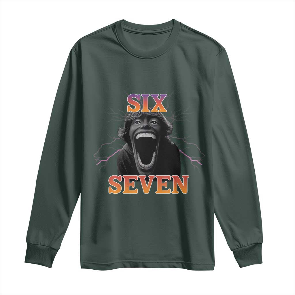 Mason 67 Kid Meme Long Sleeve Shirt Devil Edit Viral Six Seven Scream TS02 Dark Forest Green Print Your Wear