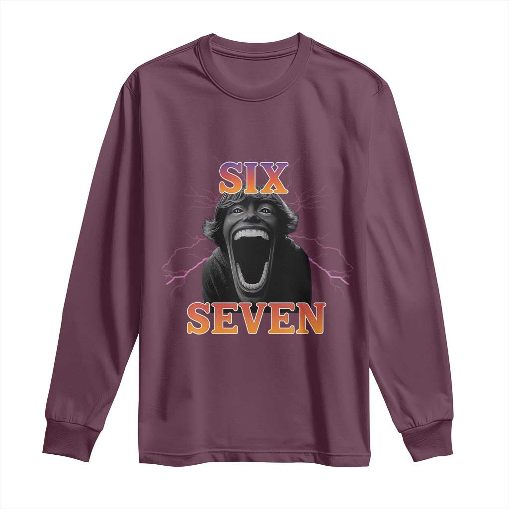 Mason 67 Kid Meme Long Sleeve Shirt Devil Edit Viral Six Seven Scream TS02 Maroon Print Your Wear